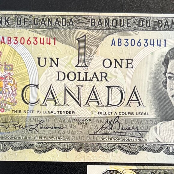 Great Set of Sequential Serial Number Uncirculated Canada 5 x 1973 $1 bills! - Picture 4 of 16